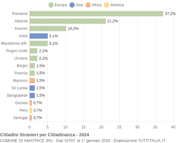 Grafico cittadinanza stranieri - Amatrice 2024