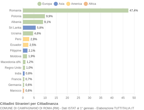 Grafico cittadinanza stranieri - Campagnano di Roma 2014