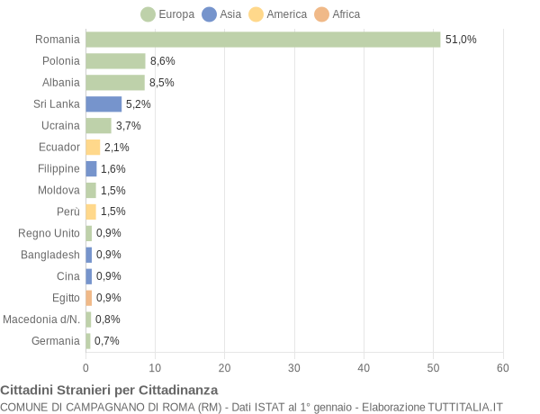 Grafico cittadinanza stranieri - Campagnano di Roma 2020