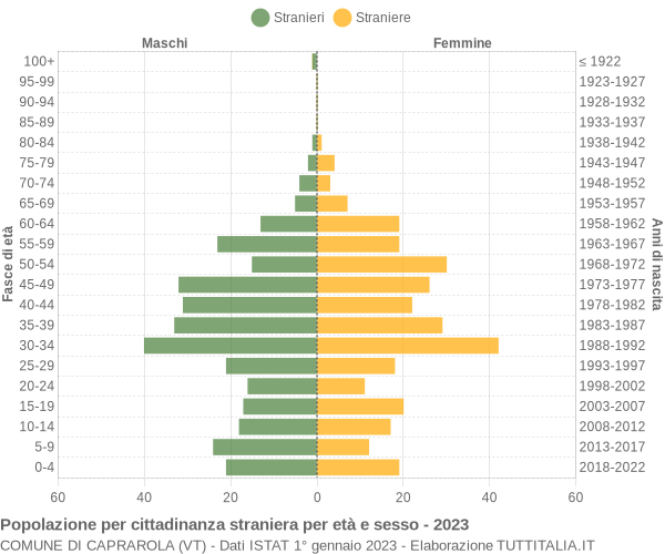 Grafico cittadini stranieri - Caprarola 2023