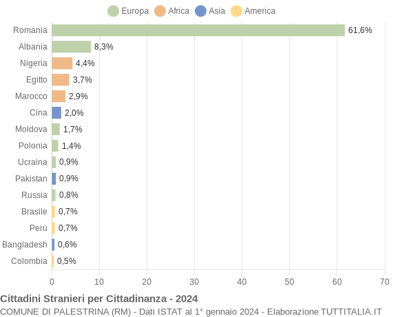 Grafico cittadinanza stranieri - Palestrina 2024