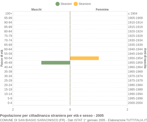 Grafico cittadini stranieri - San Biagio Saracinisco 2005