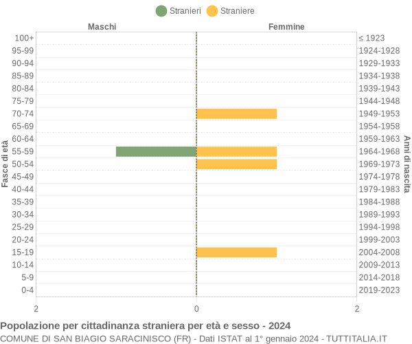 Grafico cittadini stranieri - San Biagio Saracinisco 2024