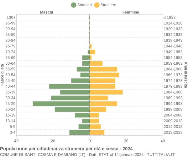 Grafico cittadini stranieri - Santi Cosma e Damiano 2024