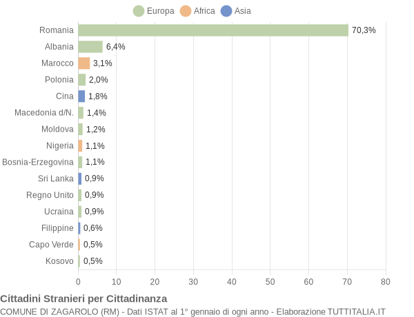 Grafico cittadinanza stranieri - Zagarolo 2010