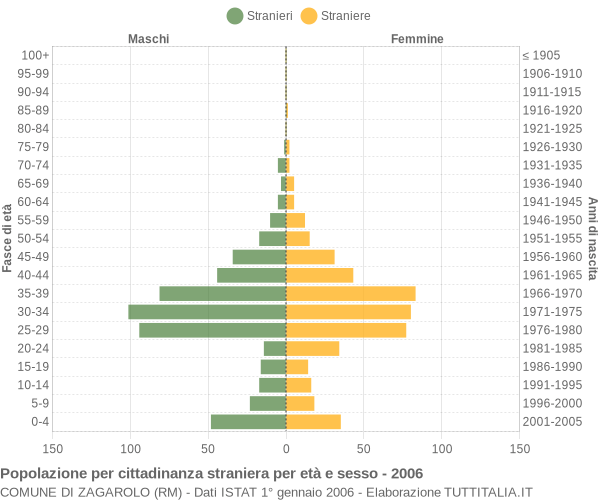 Grafico cittadini stranieri - Zagarolo 2006