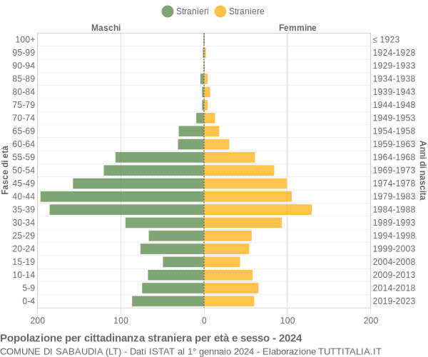 Grafico cittadini stranieri - Sabaudia 2024