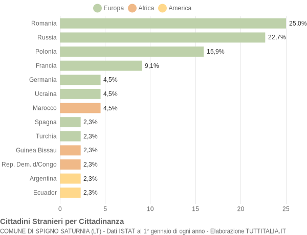 Grafico cittadinanza stranieri - Spigno Saturnia 2020