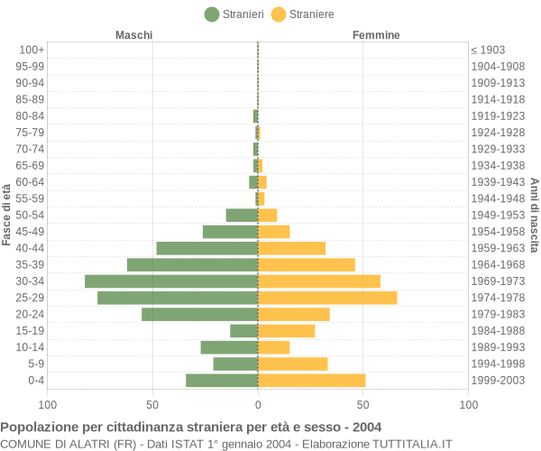 Grafico cittadini stranieri - Alatri 2004