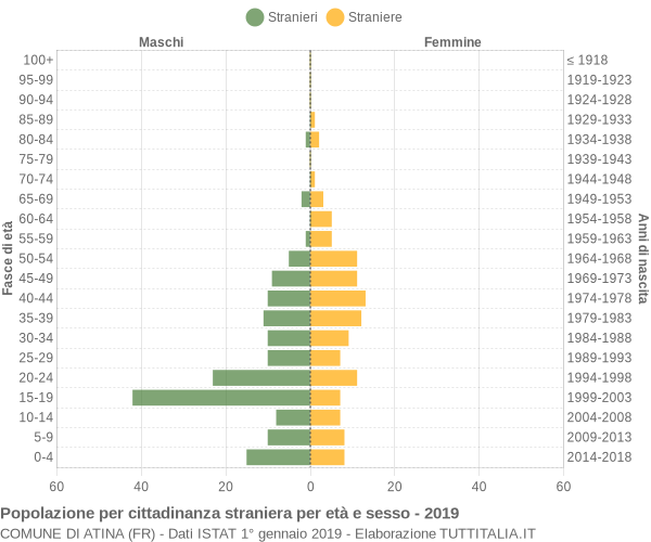 Grafico cittadini stranieri - Atina 2019