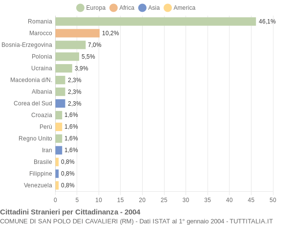 Grafico cittadinanza stranieri - San Polo dei Cavalieri 2004