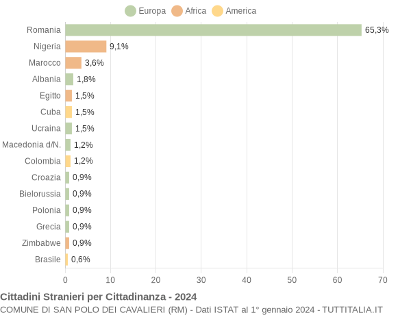 Grafico cittadinanza stranieri - San Polo dei Cavalieri 2024