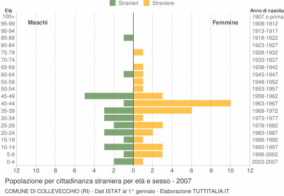 Grafico cittadini stranieri - Collevecchio 2007