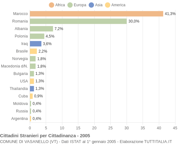 Grafico cittadinanza stranieri - Vasanello 2005