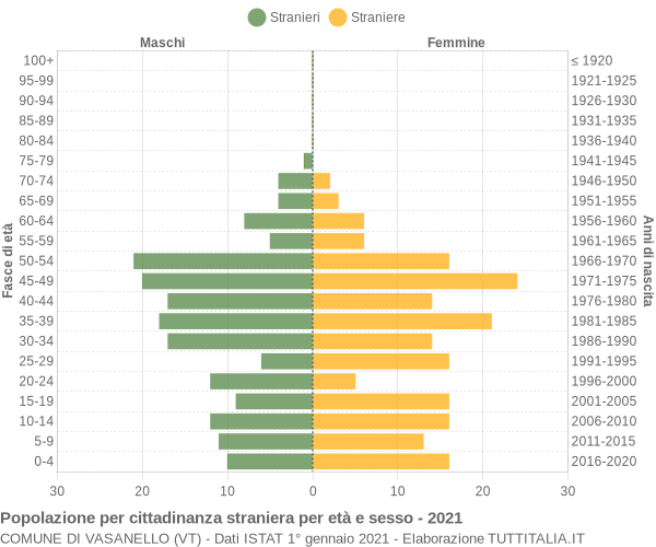 Grafico cittadini stranieri - Vasanello 2021