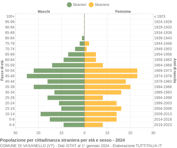 Grafico cittadini stranieri - Vasanello 2024