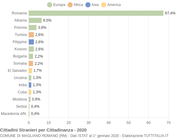 Grafico cittadinanza stranieri - Magliano Romano 2020