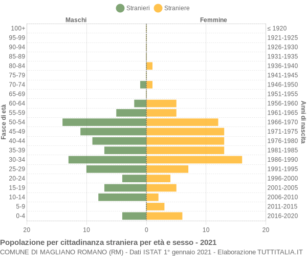 Grafico cittadini stranieri - Magliano Romano 2021