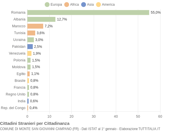 Grafico cittadinanza stranieri - Monte San Giovanni Campano 2020