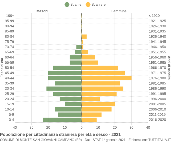 Grafico cittadini stranieri - Monte San Giovanni Campano 2021