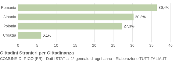 Grafico cittadinanza stranieri - Pico 2007