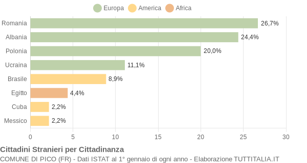 Grafico cittadinanza stranieri - Pico 2010