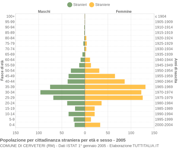 Grafico cittadini stranieri - Cerveteri 2005