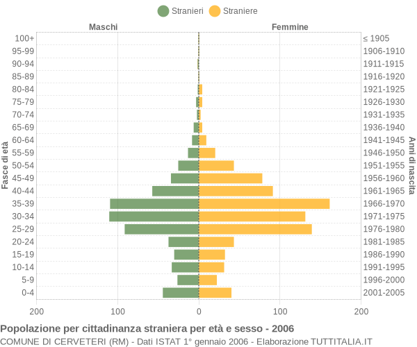 Grafico cittadini stranieri - Cerveteri 2006