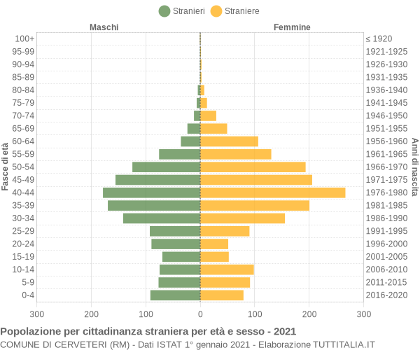 Grafico cittadini stranieri - Cerveteri 2021