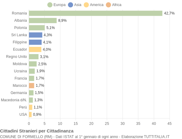 Grafico cittadinanza stranieri - Formello 2010