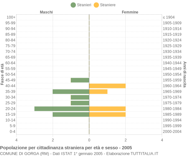 Grafico cittadini stranieri - Gorga 2005