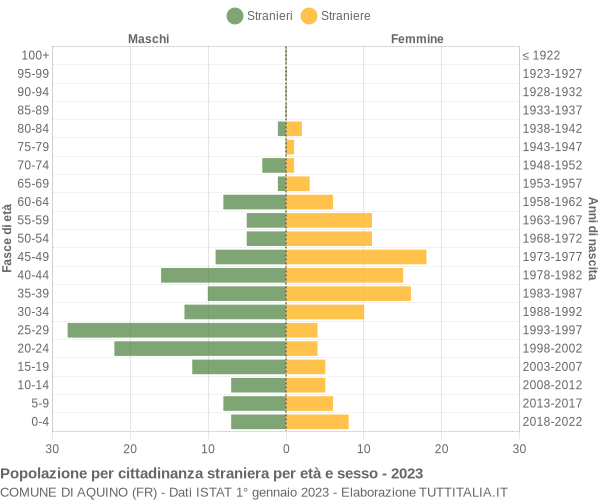 Grafico cittadini stranieri - Aquino 2023