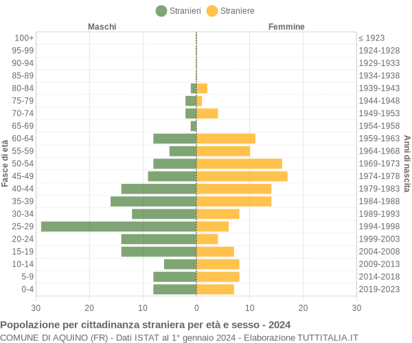 Grafico cittadini stranieri - Aquino 2024