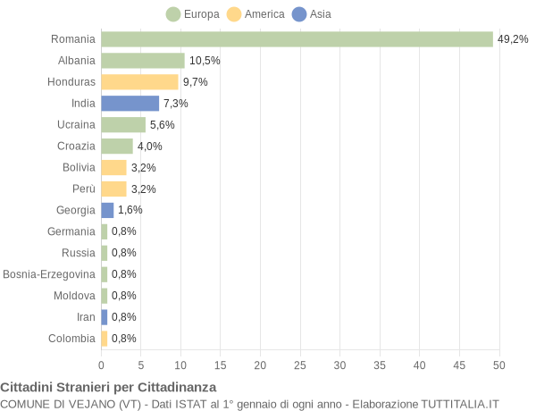 Grafico cittadinanza stranieri - Vejano 2011