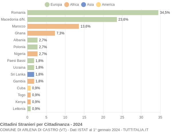 Grafico cittadinanza stranieri - Arlena di Castro 2024