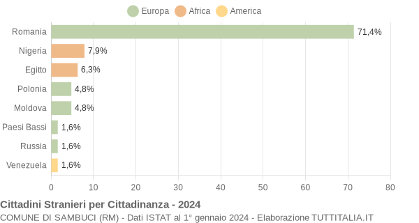 Grafico cittadinanza stranieri - Sambuci 2024