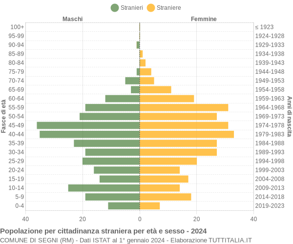 Grafico cittadini stranieri - Segni 2024