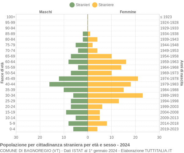 Grafico cittadini stranieri - Bagnoregio 2024