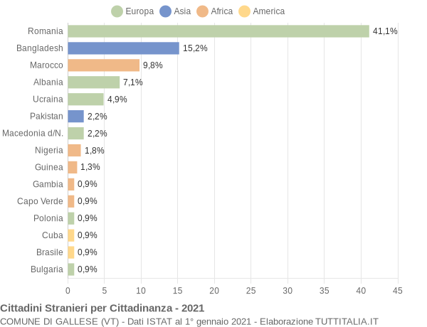 Grafico cittadinanza stranieri - Gallese 2021