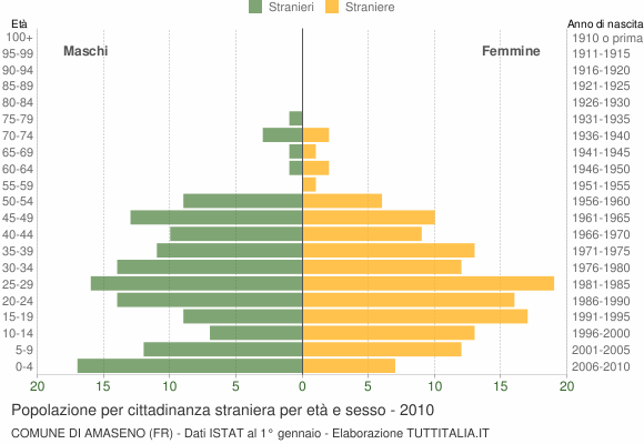 Grafico cittadini stranieri - Amaseno 2010