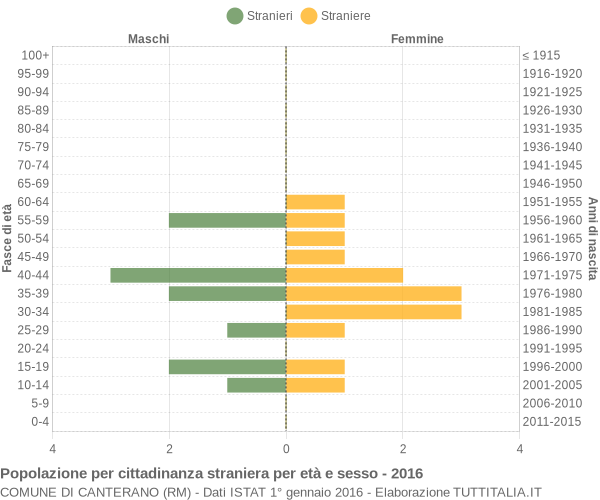 Grafico cittadini stranieri - Canterano 2016