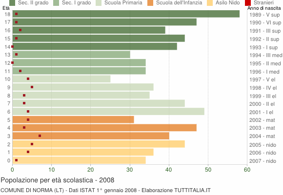 Grafico Popolazione in età scolastica - Norma 2008