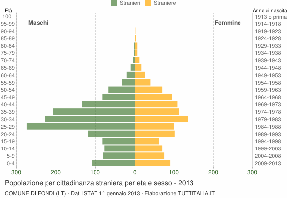 Grafico cittadini stranieri - Fondi 2013