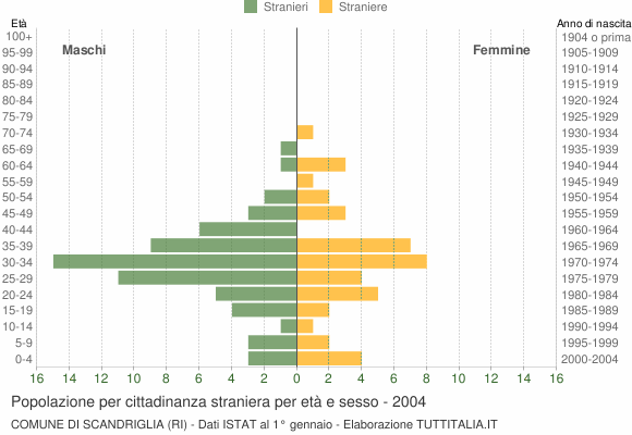 Grafico cittadini stranieri - Scandriglia 2004