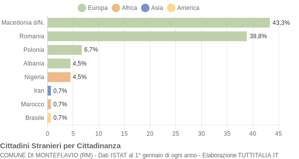 Grafico cittadinanza stranieri - Monteflavio 2019