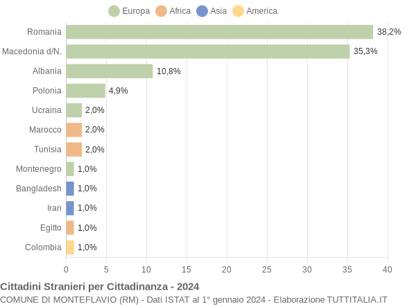 Grafico cittadinanza stranieri - Monteflavio 2024