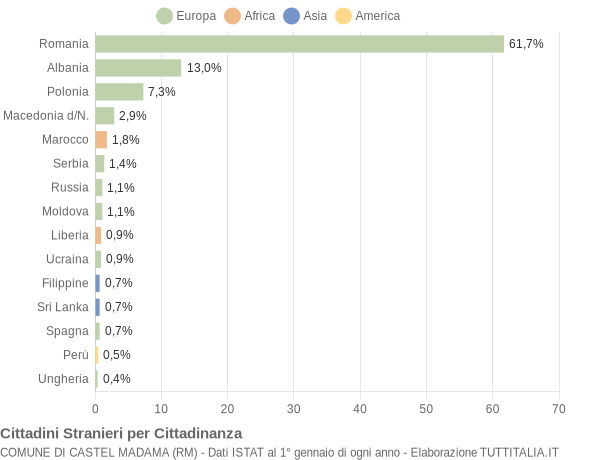 Grafico cittadinanza stranieri - Castel Madama 2009
