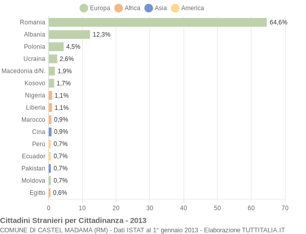 Grafico cittadinanza stranieri - Castel Madama 2013