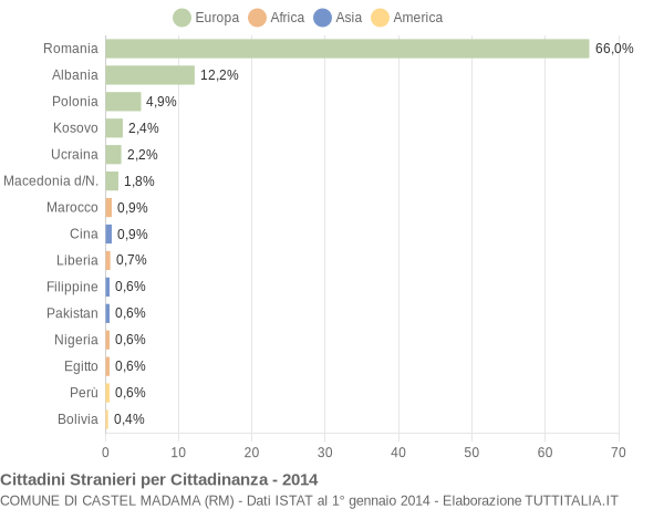 Grafico cittadinanza stranieri - Castel Madama 2014