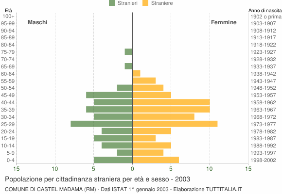 Grafico cittadini stranieri - Castel Madama 2003